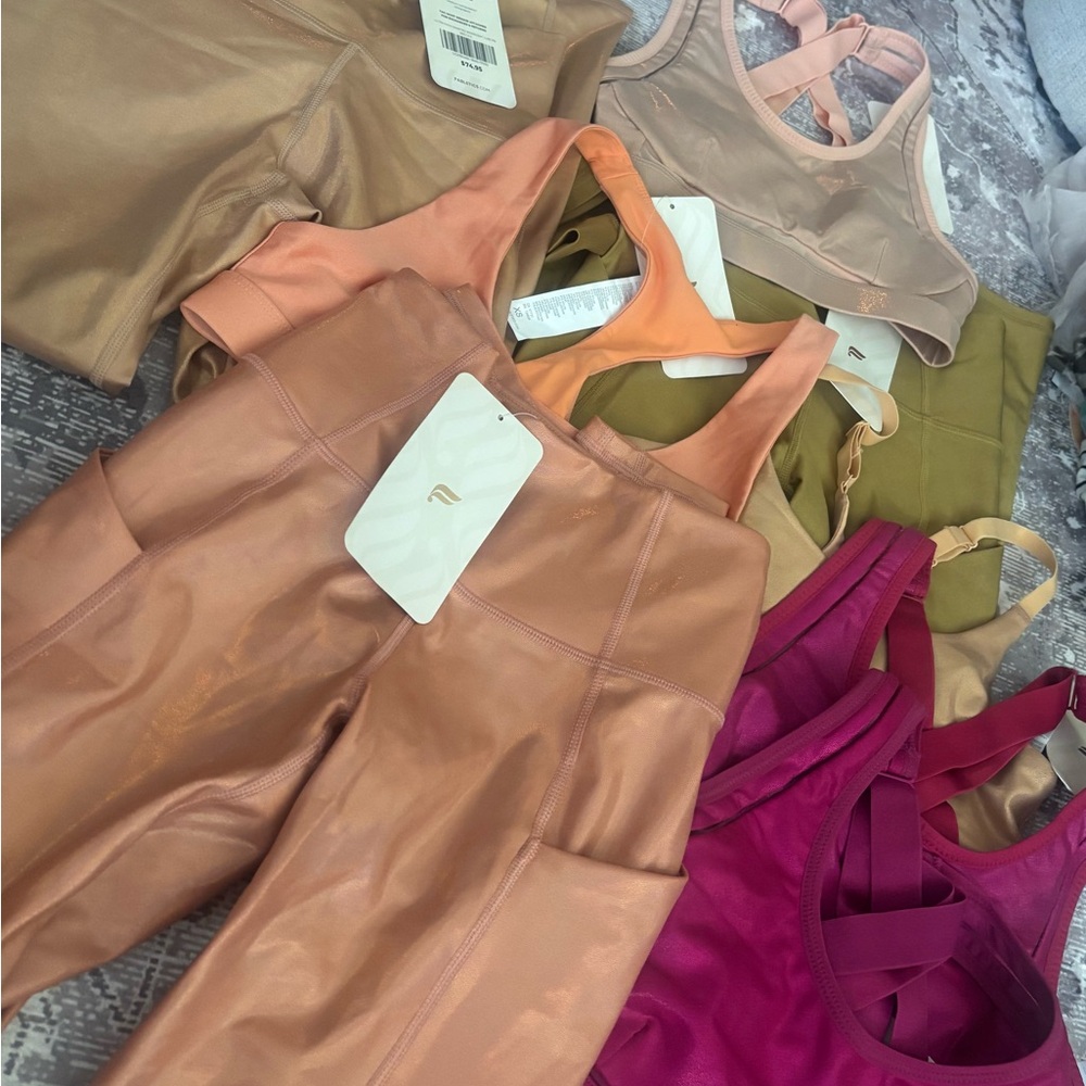 Fabletics Peach & Olive Twin Sports Bras